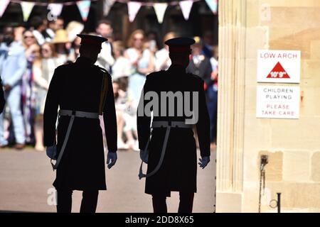 Le prince William assiste à la cérémonie de mariage le prince Henry Charles Albert David du pays de Galles épouse Mme Meghan Markle dans un service à la chapelle Saint-George à l'intérieur du château de Windsor. Parmi les invités se trouvaient 2200 membres du public, la famille royale et la mère Doria Ragland de Mme Markle. Photo de Lionel Hahn/ABACAPRESS.COM Banque D'Images