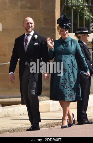 Mike Tindall et Zara Tindall arrivent à la chapelle Saint-Georges au château de Windsor pour le mariage de Meghan Markle et du prince Harry. Windsor, Royaume-Uni, le samedi 19 mai 2018. Photo de Lionel Hahn/ABACAPRESS.COM Banque D'Images