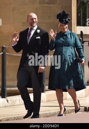 Mike Tindall et Zara Tindall arrivent à la chapelle Saint-Georges au château de Windsor pour le mariage de Meghan Markle et du prince Harry. Windsor, Royaume-Uni, le samedi 19 mai 2018. Photo de Lionel Hahn/ABACAPRESS.COM Banque D'Images