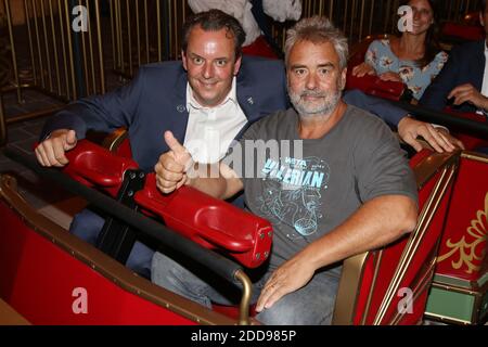 Luc Besson et Michael Mack assistent à l'inauguration Eurosat - Cancan Coaster, qui s'est tenue à Europa-Park à Rust, en Allemagne, le 12 septembre 2018. Photo de Jerome Domine/ABACAPRESS.COM Banque D'Images