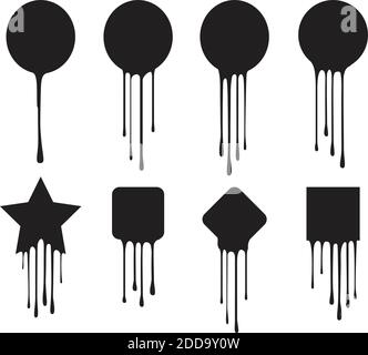 Éclaboussures noires isolées sur fond blanc. L'encre coule l'image vectorielle. Icône définir. Illustration de Vecteur