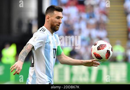 Lionel Messi d'Argentine pendant la coupe du monde de la FIFA France v Argentine au stade Kazan Arena de Kazan, Russie, le 30 juin 2018. L'Argentine a subi une défaite de 4-3 en France qui semble voir Messi s'éloigner pour la deuxième fois du football international. Photo de Christian Liewig/ABACAPRESS.COM Banque D'Images