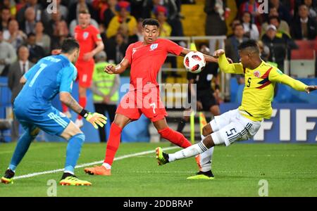 Jesse Lingard en Angleterre et Wilmar Barrios en Colombie lors de la coupe du monde de la FIFA 2018 1/8 finale Colombie contre Angleterre au stade Spartak, Moscou, Russie, le 3 juillet 2018. Photo de Christian Liewig/ABACAPRESS.COM Banque D'Images