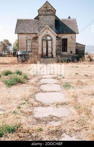 Ancienne église lds mormon abandonnée à Ovid, Idaho Banque D'Images