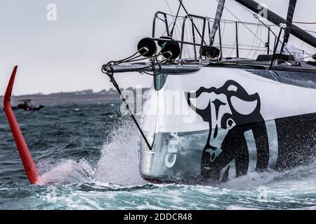 Skipper français JEREMIE BEYOU monocoque IMOCA CHARAL pendant le Defi Azimut 2018 à Lorient, le 23 septembre 2018. Photo d'Arnaud Masson/ABACAPRESS.COM Banque D'Images