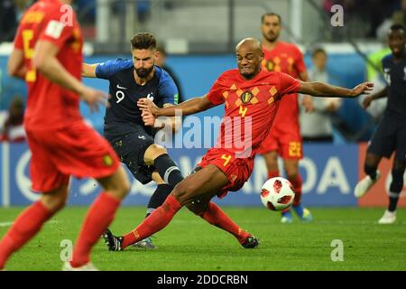 Olivier Giroud France en action lors du match semi-final de la coupe du monde de la FIFA en Russie 2018 entre la Belgique et la France au stade de Saint-Pétersbourg le 10 juillet 2018 à Saint-Pétersbourg, en Russie. Photo de Lionel Hahn/ABACAPRESS.COM Banque D'Images