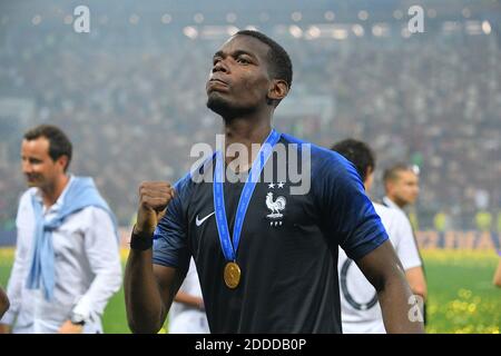 Paul Pogba en France célèbre après avoir remporté 4-2 le dernier match de football de la coupe du monde de la FIFA 2018 France / Croatie au stade Luzhniki à Moscou, en Russie, le 15 juillet 2018. Photo de Christian Liewig/ABACAPRESS.COM Banque D'Images