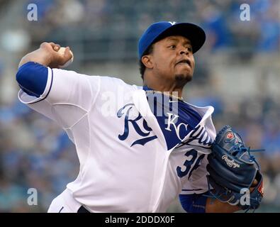 PAS DE FILM, PAS DE VIDÉO, PAS de TV, PAS DE DOCUMENTAIRE - Kansas City Royals commençant par le lanceur Edinson Volquez lance contre les Detroit Tigers le jeudi 3 septembre 2015, au stade Kauffman à Kansas City, Missouri (John Sleezer/Kansas City Star/TNS/ABACAPRESS.COM) Banque D'Images