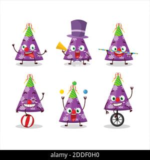 Personnage de dessin animé de chapeau de fête violet avec divers spectacles de cirque. Illustration vectorielle Illustration de Vecteur