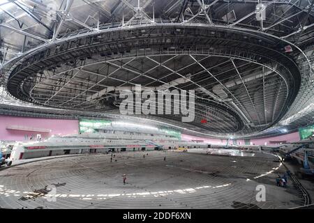 Pékin, Chine. 22 juillet 2020. Photo prise le 22 juillet 2020 montre le site de construction de l'ovale national de patinage de vitesse à Beijing, capitale de la Chine. Credit: Zhang Chenlin/Xinhua/Alay Live News Banque D'Images