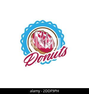 Logo Donut illusance vectorielle . Élément de conception pour l'illustration du menu du restaurant ou pour le logotype . Illustration de Vecteur