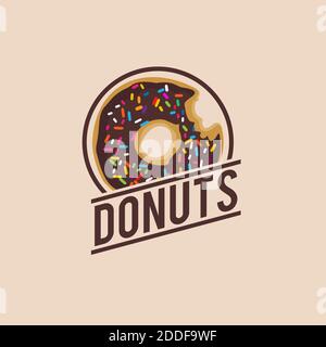 Logo Donut illusance vectorielle . Élément de conception pour l'illustration du menu du restaurant ou pour le logotype . Illustration de Vecteur