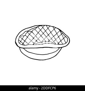 Foie gras de canard à la main Vector. Plat de cuisine française. Design sketch élément pour menu café, bistrot, restaurant, étiquette et emballage. Illustration sur un coup Illustration de Vecteur