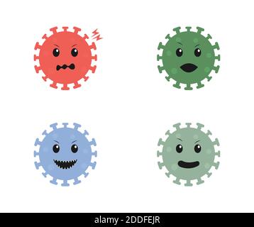 dessins de dessins animés de virus dans diverses expressions Illustration de Vecteur