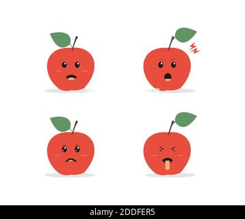 Dessin animé Apple dans diverses expressions Illustration de Vecteur