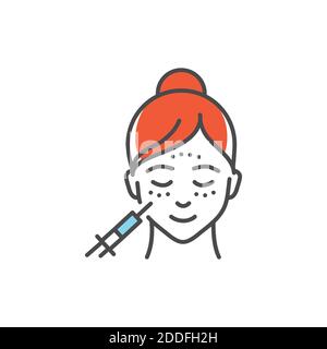 Icône de ligne de couleur de face d'injections. Pictogramme pour page Web, application mobile, Promo. Illustration de Vecteur