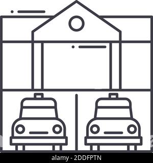 Icône de station incendie, illustration isolée linéaire, vecteur ligne mince, panneau de conception Web, symbole de concept de contour avec contour modifiable sur fond blanc. Illustration de Vecteur