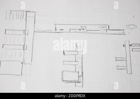 Esquisses de plan d'architecture Banque D'Images