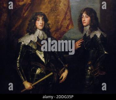 Anton van Dyck (1599-1641). Peintre flamand. Portrait des Princes Charles-Louis I (1617-1680) l'électeur Palatin et son frère, Prince Rupert du Palatinat (1619-1682), 1637. Huile sur toile (132 x 152 cm). Musée du Louvre. Paris. France. Banque D'Images