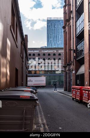 vue sur une rue arrière de l'entrepôt de marchandises de la grande compagnie de chemin de fer du nord, manchester Banque D'Images