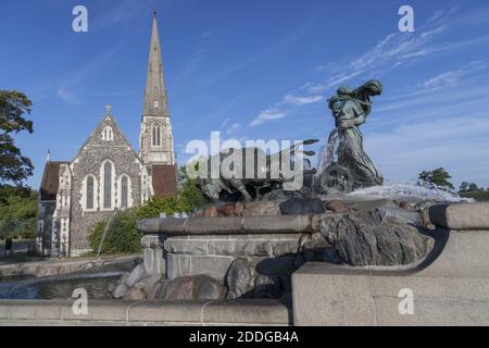 Géographie / Voyage, Danemark, Copenhague, la Fontaine de Gefion, Gefionspringvandet devant le churc, droits-supplémentaires-autorisations-Info-non-disponible Banque D'Images