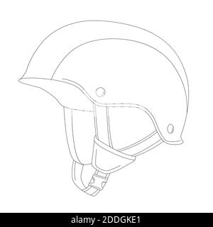 casque de protection, illustration vectorielle, dessin de doublure, côté profilé Banque D'Images