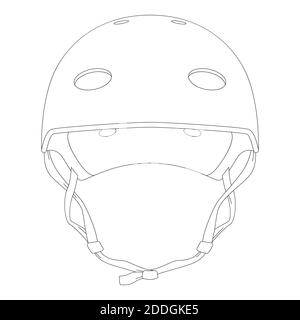 casque de protection ,illustration vectorielle , dessin de doublure , face avant Banque D'Images