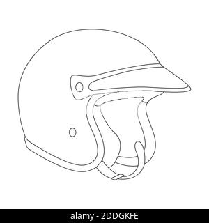 casque de moto, illustration vectorielle, dessin de doublure , vue de profil Banque D'Images