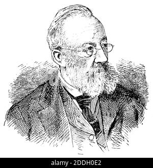 Portrait de Gottfried Keller - poète suisse et écrivain de littérature allemande. Illustration du 19e siècle. Arrière-plan blanc. Banque D'Images