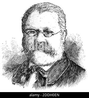 Portrait de Fritz Reuter (Heinrich Ludwig Christian Friedrich Reuter) - romancier allemand. Illustration du 19e siècle. Arrière-plan blanc. Banque D'Images