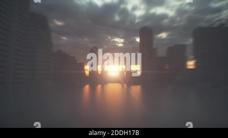 Apocalypse ville dans le brouillard. Concept Apocalypse. rendu 3d Banque D'Images