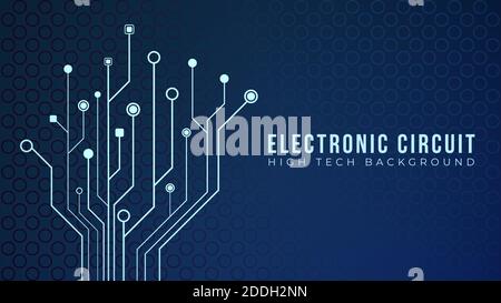 Circuit imprimé avec forme d'arbre électronique. Modèle de conception d'arrière-plan technologique abstrait bleu. Illustration vectorielle de la carte mère Illustration de Vecteur