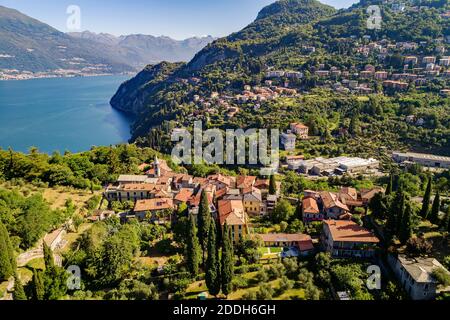 Vezio, Varenna, Lac de Côme (IT), vue aérienne Banque D'Images