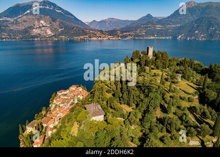 Château de Vezio, Varenna, Lac de Côme (IT), vue aérienne Banque D'Images