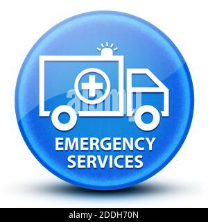 Services d'urgence (icône ambulance) illustration abstraite du bouton rond bleu brillant de l'œil Banque D'Images