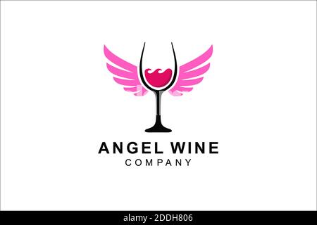 Modèle de logo Angel Wine. Banque D'Images