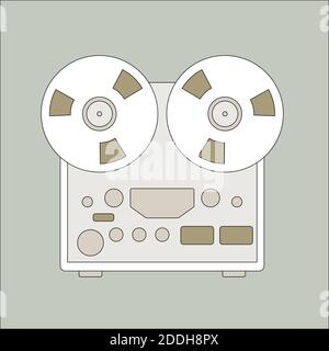 illustration vectorielle de l'enregistreur de bobine, vue avant plate Banque D'Images