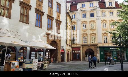 Marché Havelska à Prague, République tchèque en été Banque D'Images