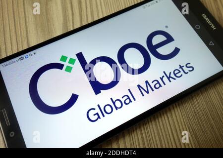 KONSKIE, POLOGNE - 21 décembre 2019 : logo CBOE Global Markets affiché sur le téléphone mobile Banque D'Images