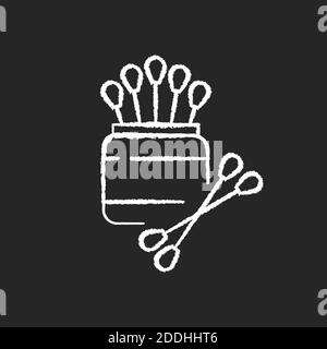Cotons-tiges craie icône blanche sur fond noir Illustration de Vecteur