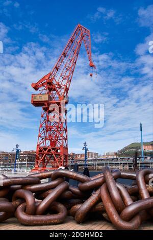 Célèbre grue appelée Carola, Bilbao, Gascogne, pays Basque, Euskadi, Euskal Herria, Espagne, Europe Banque D'Images