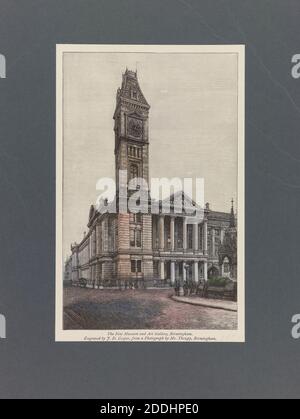 Vue topographique de Birmingham, Engraving the New Museum & Art Gallery, Birmingham, 1885 par J D Cooper et M. Thupp, social History, Topographical Views, Angleterre, Midlands Banque D'Images