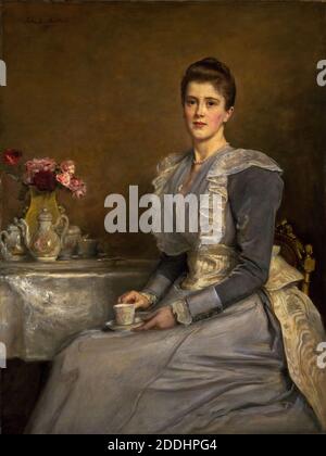 Portrait de Mary Endicott (d.1957), Mme Joseph Chamberlain de John Everett Millais, Portrait, coupe, Teapot Banque D'Images