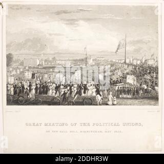 Gravure, Grande Réunion des Unions politiques, Birmingham, 1832 vues topographiques, vol iii Engraver: Thomas Garner attribué à: W. Green Éditeur: William Emans, 'Grande Réunion des Unions politiques, on New Hall Hill, Birmingham, mai 1832.', Histoire sociale, vues topographiques, Birmingham histoire, politique, 1832 Reform Act Banque D'Images