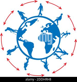 les gens autour du monde avec la distanciation sociale.concept d'illustration Illustration de Vecteur