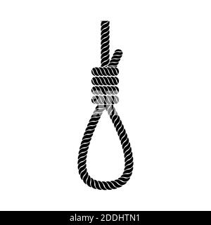 Icône de nœud de corde. Panneau de suspension de suicide isolé sur fond blanc. Illustration vectorielle. Illustration de Vecteur