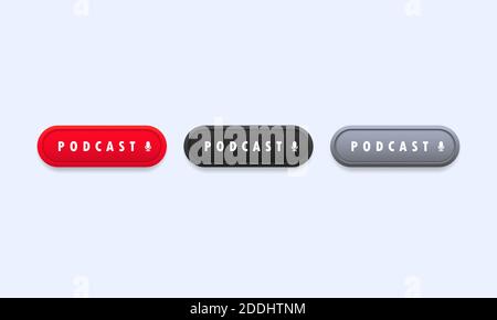 Bannière, logo, signature du podcast. Bouton d'enregistrement. Vecteur sur fond blanc isolé. SPE 10. Illustration de Vecteur