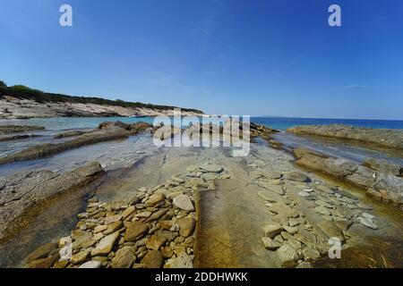 Plage sur l'île de Proizd, Mer Adriatique Banque D'Images