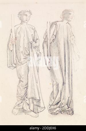 Série St George, deux études de femmes Attendants pour 'la princesse conduit au Dragon', 1865-1866 artiste: Sir Edward Burne-Jones, mouvement d'art, pré-Raphaelite, dessin, crayon, Dragon, Royal, princesse, oeuvres sur papier Banque D'Images