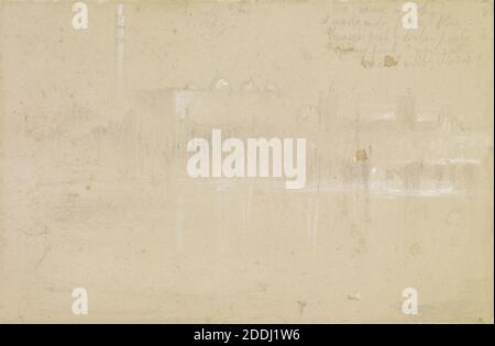 Turner's The Sun of Venice Going to Sea, Study, 1843 artiste: John Ruskin After: J M W Turner, UNE copie du Palais des Doges et le Campanile de Turner's 'The Sun of Venice Going to Sea', avec des notes de couleur., Paysage, crayon, craie, Italie, esquisse, pré-Raphaël Banque D'Images